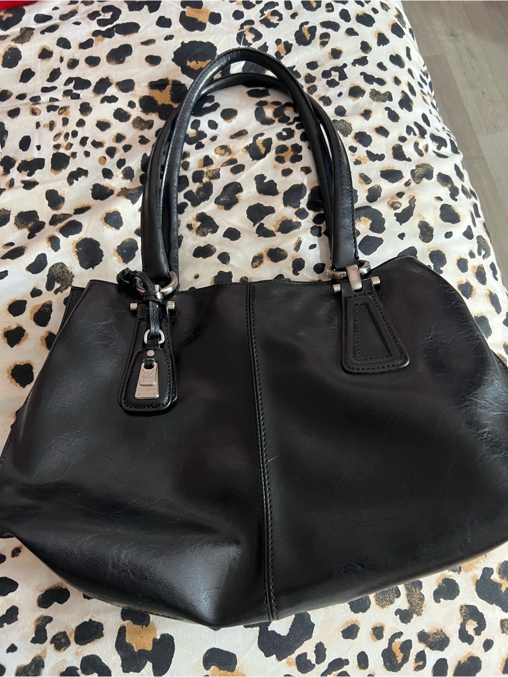 Liz Claiborne Black Leather-Look Double-Handle Tote